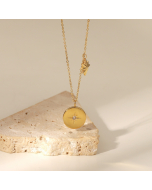 Goldplated Stainless Steel Falling Star Charm Necklace CA7810178