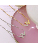 Letter W Zircon Inlaid Titanium Steel Gold Plated Necklace
