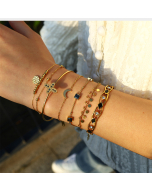 Wholesale Stainless Steel Stacked Bracelet Fashion Minimalism Crystal Dripping Oil Moon Cross Bracelet