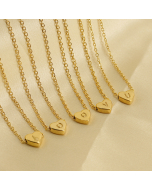 New Design Initial Letter 3D Hard Heart Necklace CA7810207