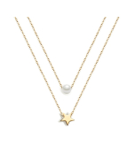 Stainless Steel Double-layer Necklace-Gold-CA7810014