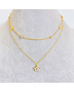Stainless Steel Double Layer Necklace With Diamond Star CA7810106