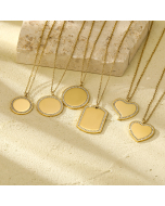 Wholesale Stainless Steel Geometric Necklace Niche Light Luxury Round Love Diamond Inlaid Pendant Necklace