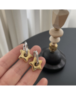 Wholesale Gold Plated Earrings French Style Lucky Star Five-pointed Star Oval Buckle Stainless Steel Earrings