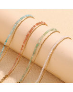 Wholesale Stainless Steel Double Layer Bracelet Temperament Niche Plated 18K Gold Natural Stone Beaded Bracelet