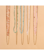 Wholesale Stainless Steel Double Layer Necklace Fashion Temperament Plated 18K Gold Natural Stone Beaded Necklace