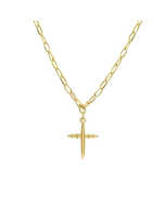 temperament cross pendant titanium steel 18K gold plated clavicle chain-main