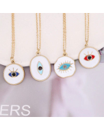 New Bohemian Eye Pattern Oil Drop Stainless Steel Necklace