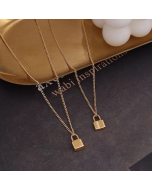 European And American Titanium Steel 18k Gold Clavicle Chain Small Lock Pendant Necklace
