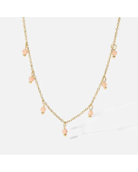 Fashion Pink Millet Beads Tassel Stainless Steel Necklace 18K Gold