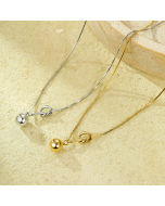 Wholesale Stainless Steel Pendant Necklace Simple Style Knot Wrapped Round Bead Plated 18K Gold Necklace