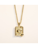 Titanium Steel Fashion Sun And Crescent In Square Charm With Classic Chain CA7810192