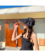Visor Hat-Sun Protection-Summer-Beach-Vacation-Reversible-Two Sides-Casual Style-Outer Black Inner Khaki-HC680709-1