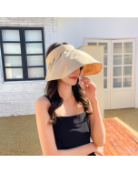 Visor Hat-Sun Protection-Summer-Beach-Vacation-Reversible-Two Sides-Casual Style-Outer Khaki Inner Beige-HC680709-5