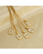 Wholesale Gold Necklace Inlaid White Shell And Initial Letter Necklace CA7810200
