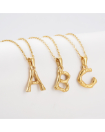 Wholesale Initial Letter Bamboo Style Fashion Necklace In Gold Color CA7810198