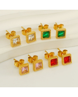 Wholesale Square Earring Zircon Stainless steel stud earring LY881015