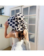 Polka Dot Wide Brim Sun Hat-Beige-HC680711-1