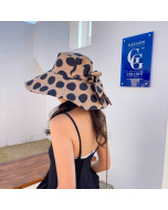 Polka Dot Wide Brim Sun Hat-Khaki-HC680711-3