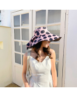 Polka Dot Wide Brim Sun Hat-Pink-HC680711-4