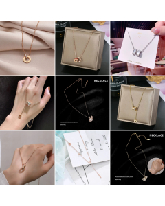 Niche Letter H Love Pendant Stainless Steel Plating Zircon Inlaid Necklace Colorza