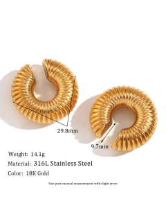 spring shape Retro Jewelry High Quality Stainless Steel Earring Ear Clip And Necklace LY881022