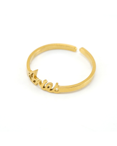 Simple Style 12 Constellation Letter Ring Female 18K Gold Plated Stainless Steel Ring