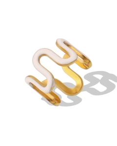 Wholesale INS Style Stainless Steel Ring Plated 18K Gold Drop Oil Square Zircon Ring Female