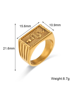 Wholesale INS Style Stainless Steel Ring Plated 18K Gold Drop Oil Square Zircon Ring Female