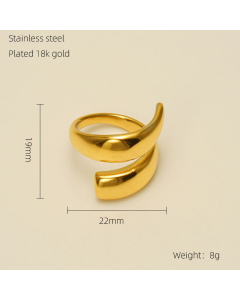 New Minimalism Non-fading 18K Gold Plated Mirror Opening Stainless Steel Ring