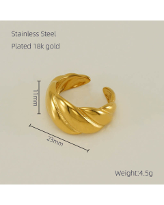 Minimalism Non-fading 18K Gold Plated Mirror Opening Stainless Steel Ring