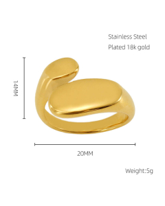 Fashion Non-fading 18K Gold Plated Mirror Opening Stainless Steel Ring
