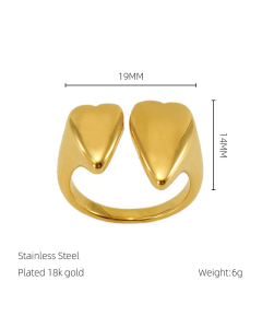 Hot Sale Non-fading 18K Gold Plated Mirror Opening Stainless Steel Ring