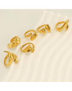 Wholesale Stainless Steel Ring New Minimalism Non-fading 18K Gold Plated Mirror Opening Ring