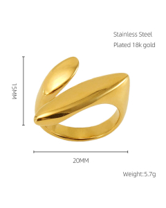 Fine Jewelry Non-fading 18K Gold Plated Mirror Opening Stainless Steel Ring