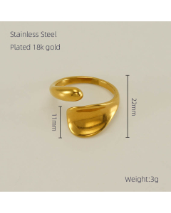Wholesale Stainless Steel Ring New Minimalism Non-fading 18K Gold Plated Mirror Opening Ring