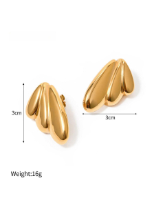 Fashion 18k Gold Plated Wing Stainless Steel Earrings  For Women