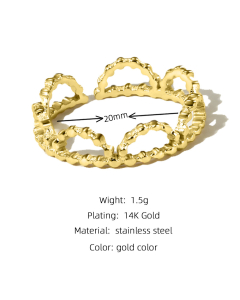 Wholesale Opening Ring Zircon Inlaid Stainless Steel Ring-Gold Color-01