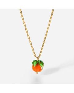 Stainless Steel Necklace With Paperclip Chain and Persimmon Pendant-CA7810017