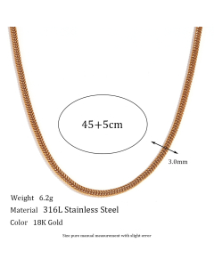 Wholesale Plain Solid Color 18K Gold Vacuum Plating Stainless Steel Chain Necklace-06-45cm