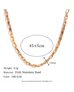 Wholesale Plain Solid Color 18K Gold Vacuum Plating Stainless Steel Chain Necklace-09-45cm