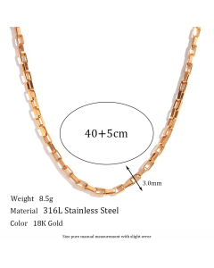Wholesale Plain Solid Color 18K Gold Vacuum Plating Stainless Steel Chain Necklace-09-40cm
