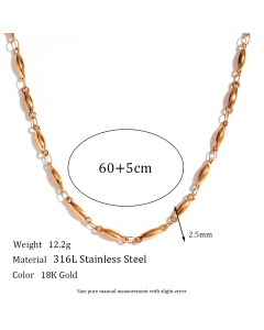 Wholesale Plain Solid Color 18K Gold Vacuum Plating Stainless Steel Chain Necklace-04-60cm