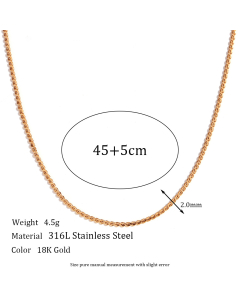 Wholesale Plain Solid Color 18K Gold Vacuum Plating Stainless Steel Chain Necklace-03-45cm