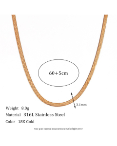 Wholesale Plain Solid Color 18K Gold Vacuum Plating Stainless Steel Chain Necklace-01-60cm