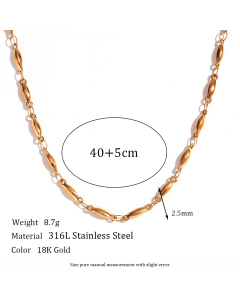 Wholesale Plain Solid Color 18K Gold Vacuum Plating Stainless Steel Chain Necklace-04-40cm