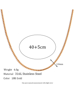 Wholesale Plain Solid Color 18K Gold Vacuum Plating Stainless Steel Chain Necklace-03-40cm