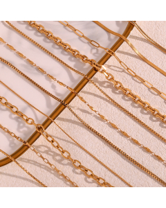 Wholesale Plain Solid Color 18K Gold Vacuum Plating Stainless Steel Chain Necklace