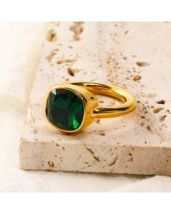 Wholesale Female Minimalism Multicolor Gemstone Titanium Steel Ring Colorza Fine Jewelry-Gold Color-03-10