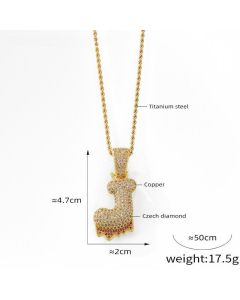 English Alphabet J Copper Pendant Full Of Diamond Twist Chain Necklace Wholesale Stainless Steel Necklace